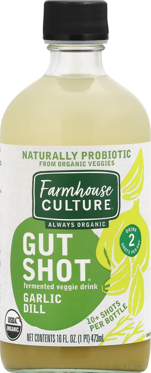 slide 6 of 9, Farmhouse Culture Garlic Dill Pickle Gut Shot Og, 16 oz