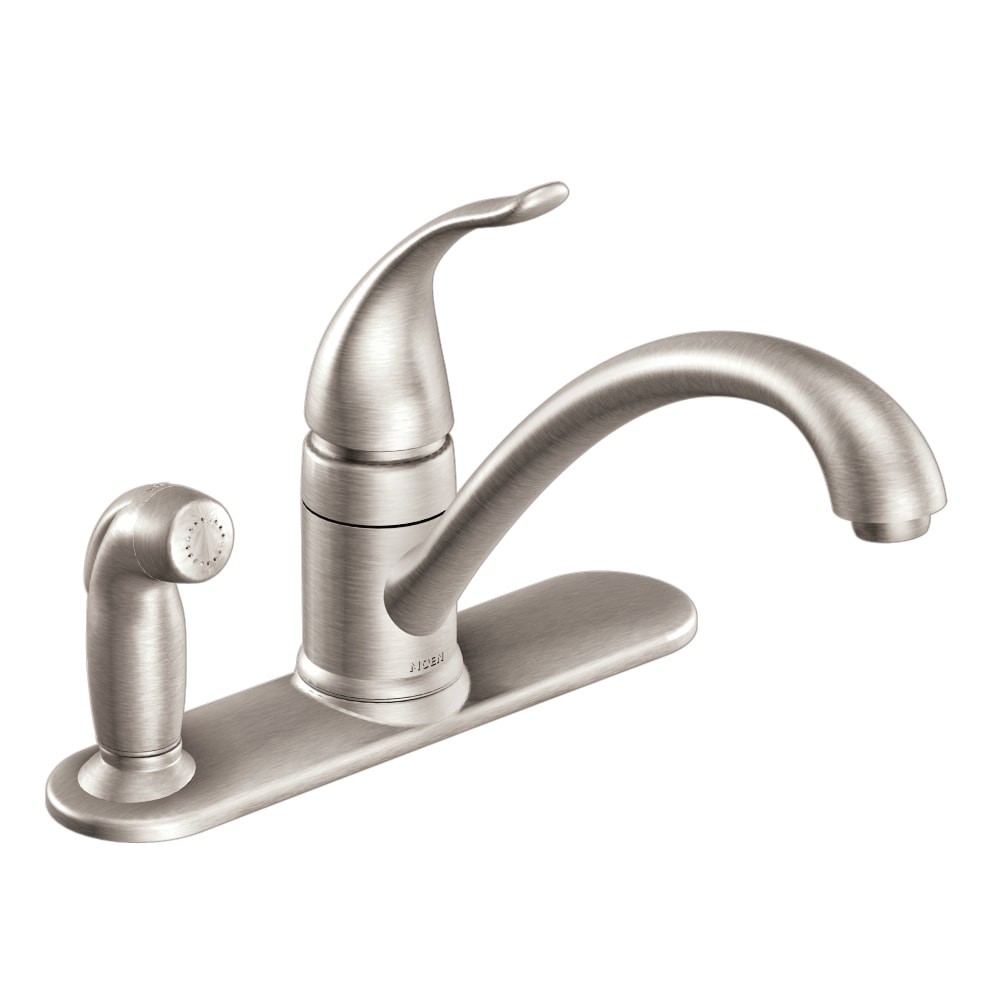 slide 1 of 5, Moen Torrance Spot Resist Stainless Single Handle Deck-mount Kitchen Faucet with Sprayer (Includes Deck Plate) (Includes Side Sprayer), 1 ct