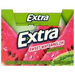EXTRA Gum Sweet Watermelon Sugarfree Gum Bulk, Individually Wrapped, Long-Lasting Juicy Watermelon Flavor, Perfect for Fresh Breath at School, Work, and Travel 15 Count, Pack of 10