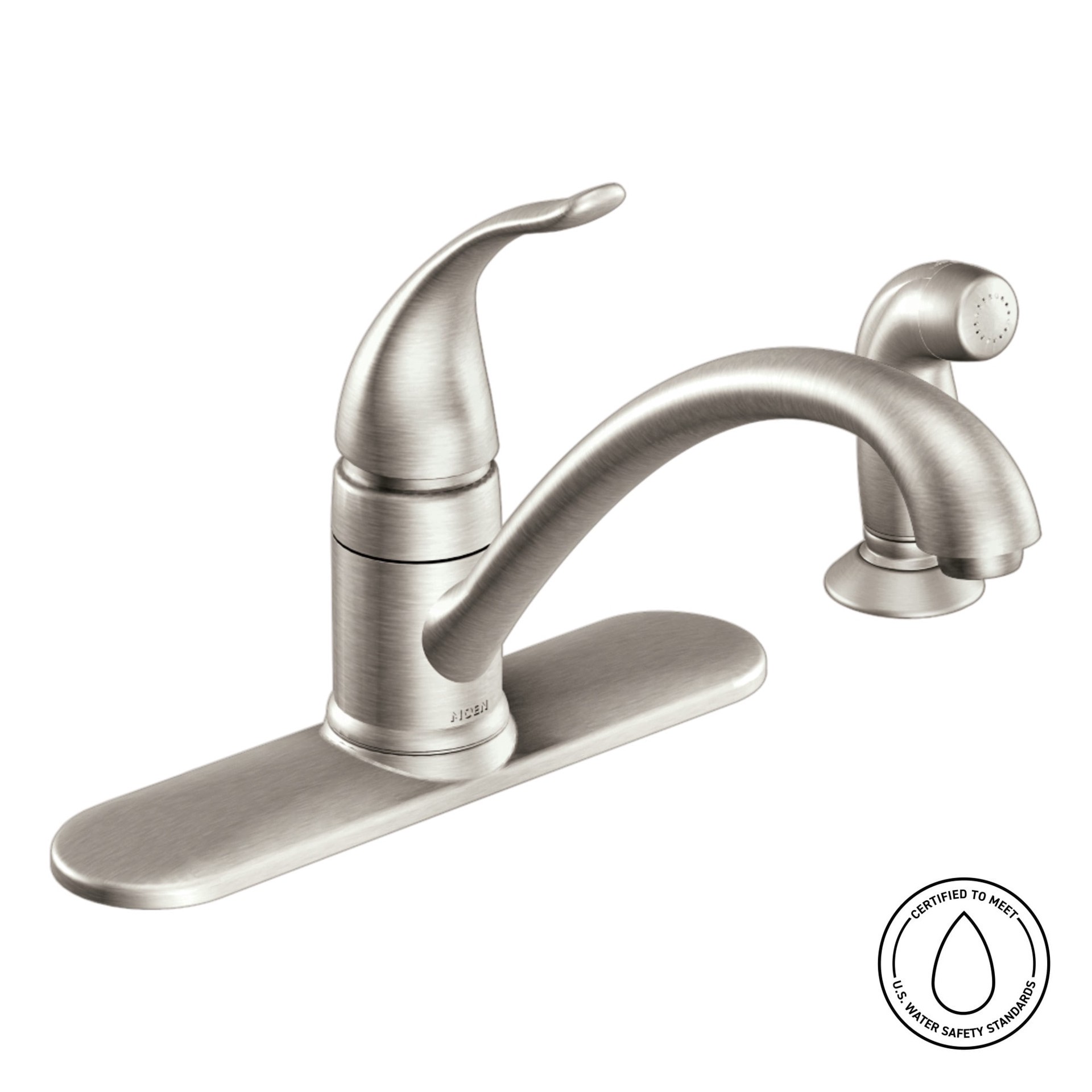 slide 3 of 6, Moen Torrance Spot Resist Stainless Single Handle Deck-mount Kitchen Faucet with Sprayer (Includes Deck Plate) (Includes Side Sprayer), 1 ct