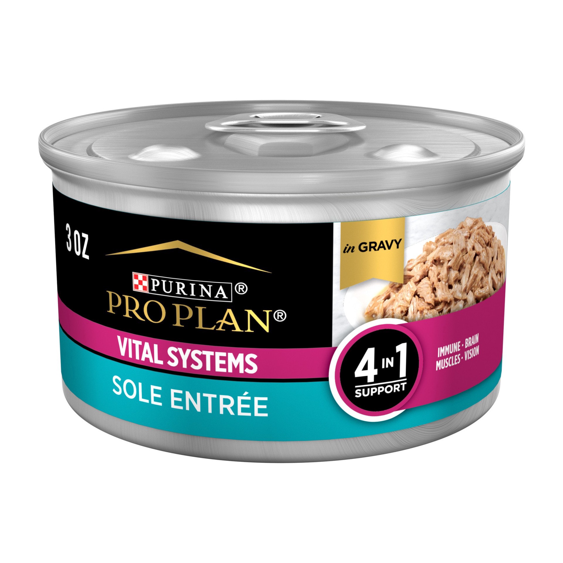 slide 1 of 1, Purina Pro Plan Specialized Vital Systems Seafood Entree in Gravy 4-in-1 Support Wet Cat Food, 3 oz
