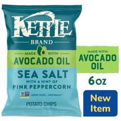 Kettle Brand Made With Avocado Oil Sea Salt Pink Peppercorn Chips, 6 oz Bag