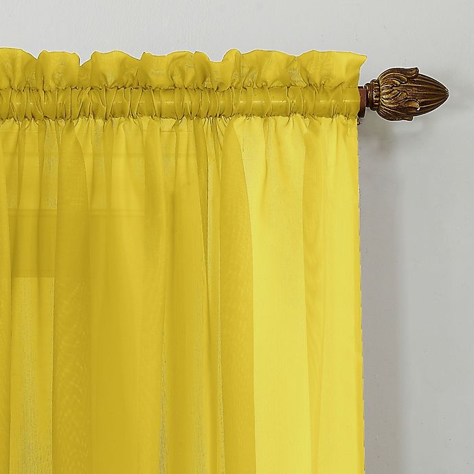 slide 2 of 4, No. 918 Calypso Sheer Voile Rod Pocket Window Curtain Panel - Lemon, 84 in