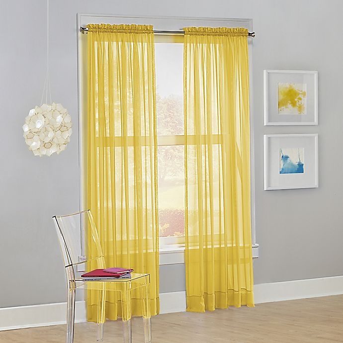 slide 1 of 4, No. 918 Calypso Sheer Voile Rod Pocket Window Curtain Panel - Lemon, 84 in