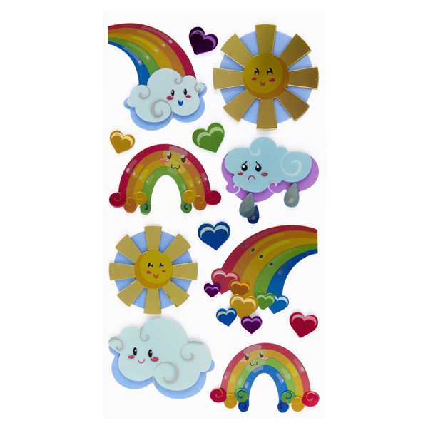 slide 1 of 1, Sticko Stickers Kawaii Rainbows, 13 ct