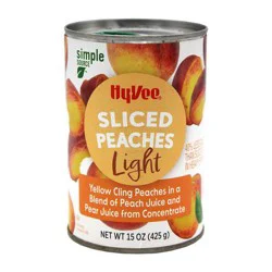 Hy-vee Light Sliced Yellow Cling Peaches In A Blend Of Peach Juice And Pear Juice From Concentrate