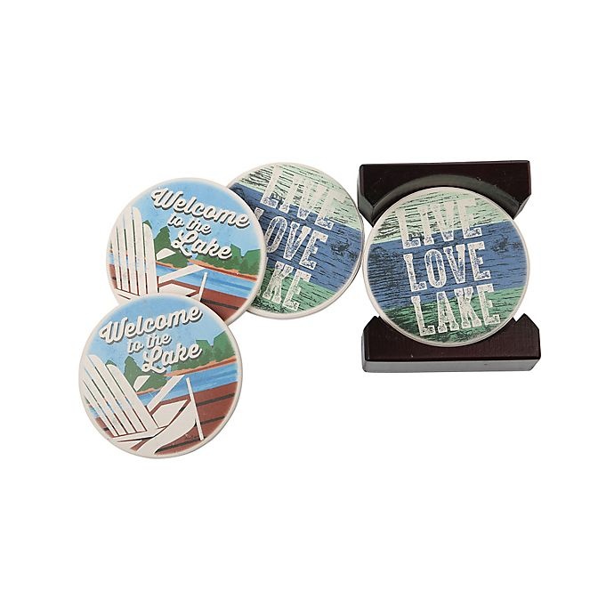 slide 1 of 2, Cypress Home Live Love Lake'' Coasters'', 4 ct