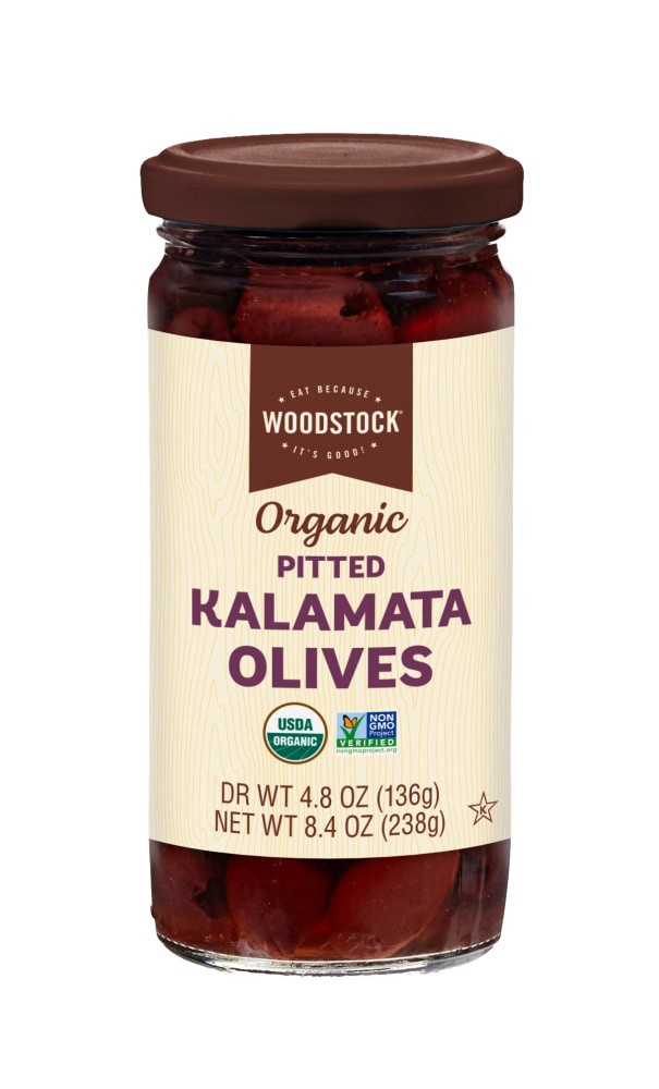 slide 1 of 1, Woodstock Organic Pitted Kalamata Olives, 8.4 oz