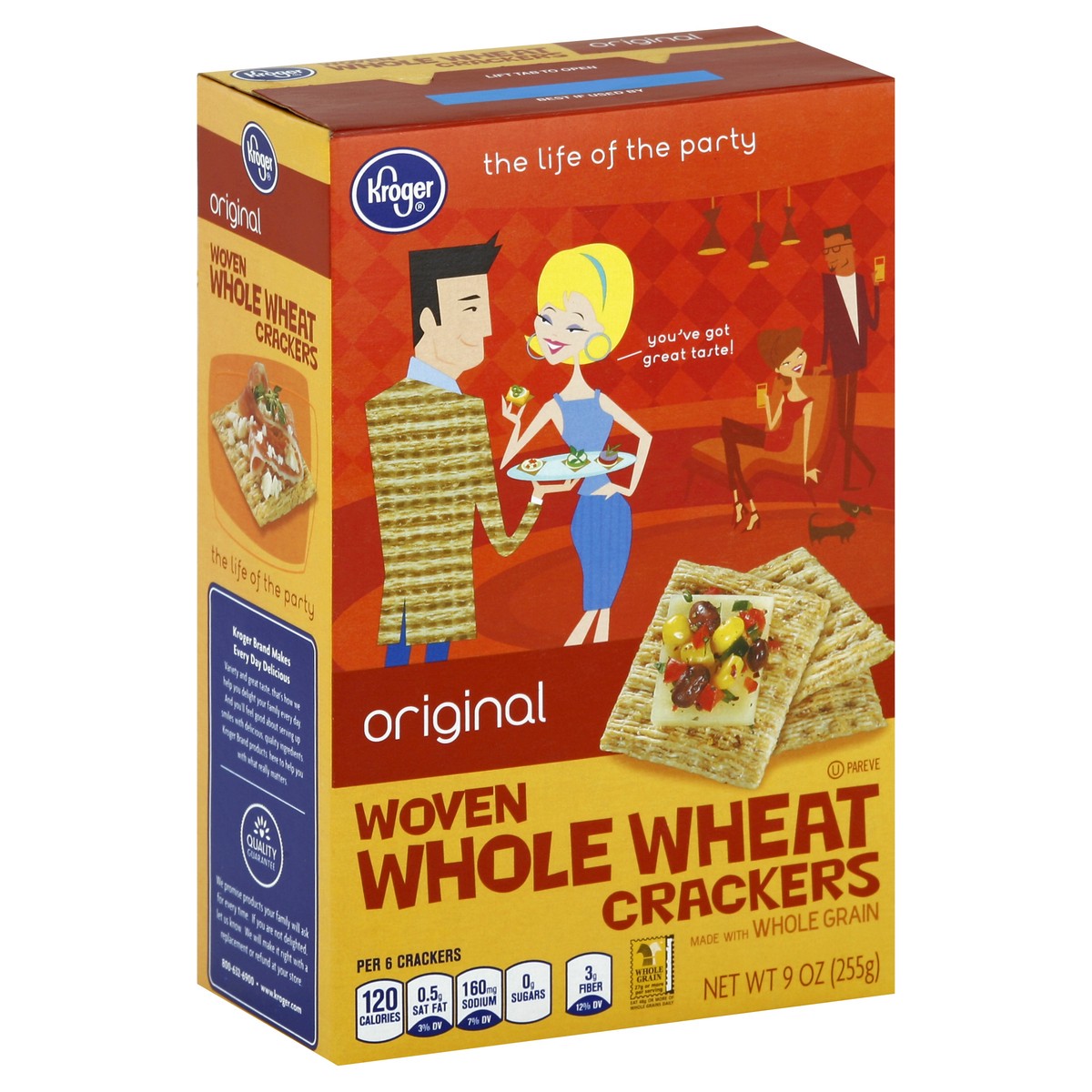 slide 3 of 5, Kroger Woven Whole Wheat Crackers, 9 oz