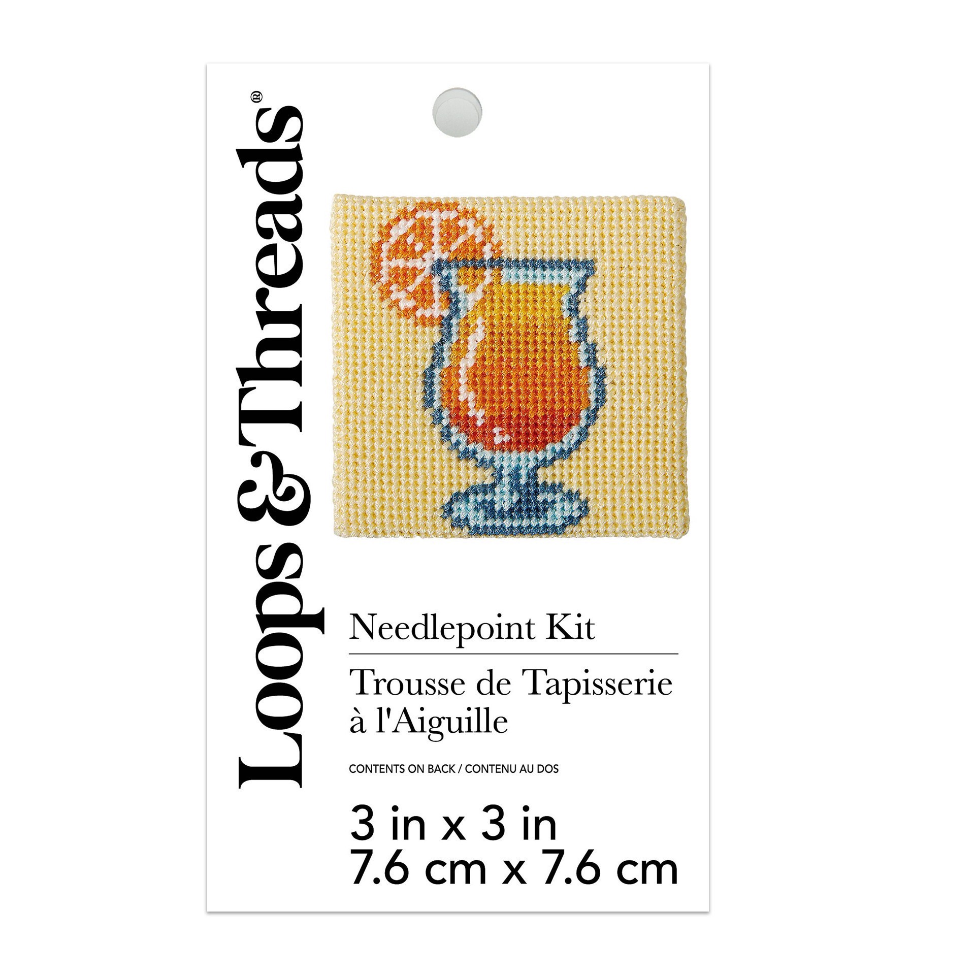 slide 2 of 4, 3" X 3" Fruity Drink Needlepoint Kit By Loops & Threads, 3 in x 3 in