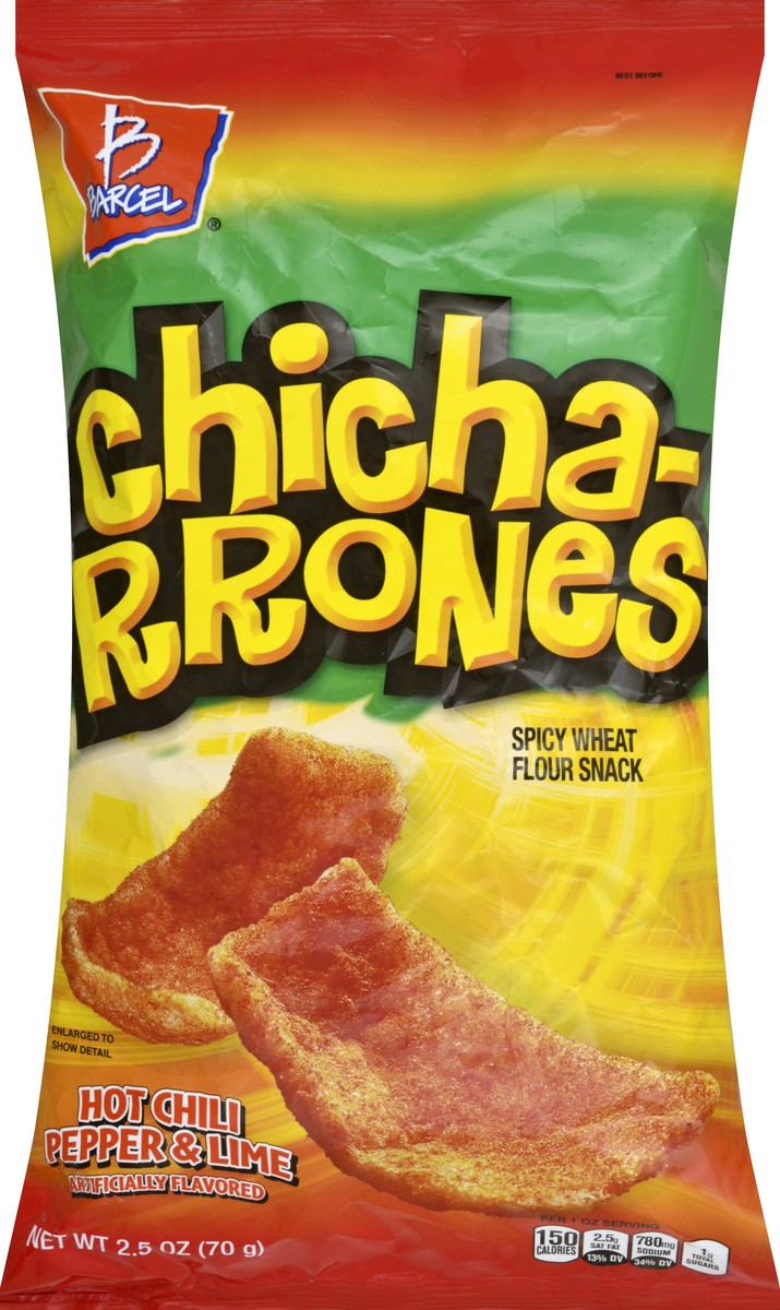 slide 2 of 5, Barcel Chicharrones 2.5 oz Sharing Size Bag, Chili Pepper & Lime Flavored Puffed Wheat Snack, 2.46 oz