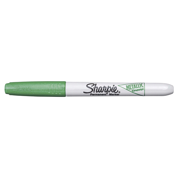 slide 1 of 3, Sharpie Metallic Permanent Marker, Fine Point, Gray Barrel, Emerald Ink, 1 ct