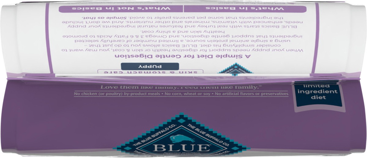 slide 9 of 9, Blue Buffalo Blue Basics Puppy Turkey & Potato Recipe Dry Dog Food, 4 lb