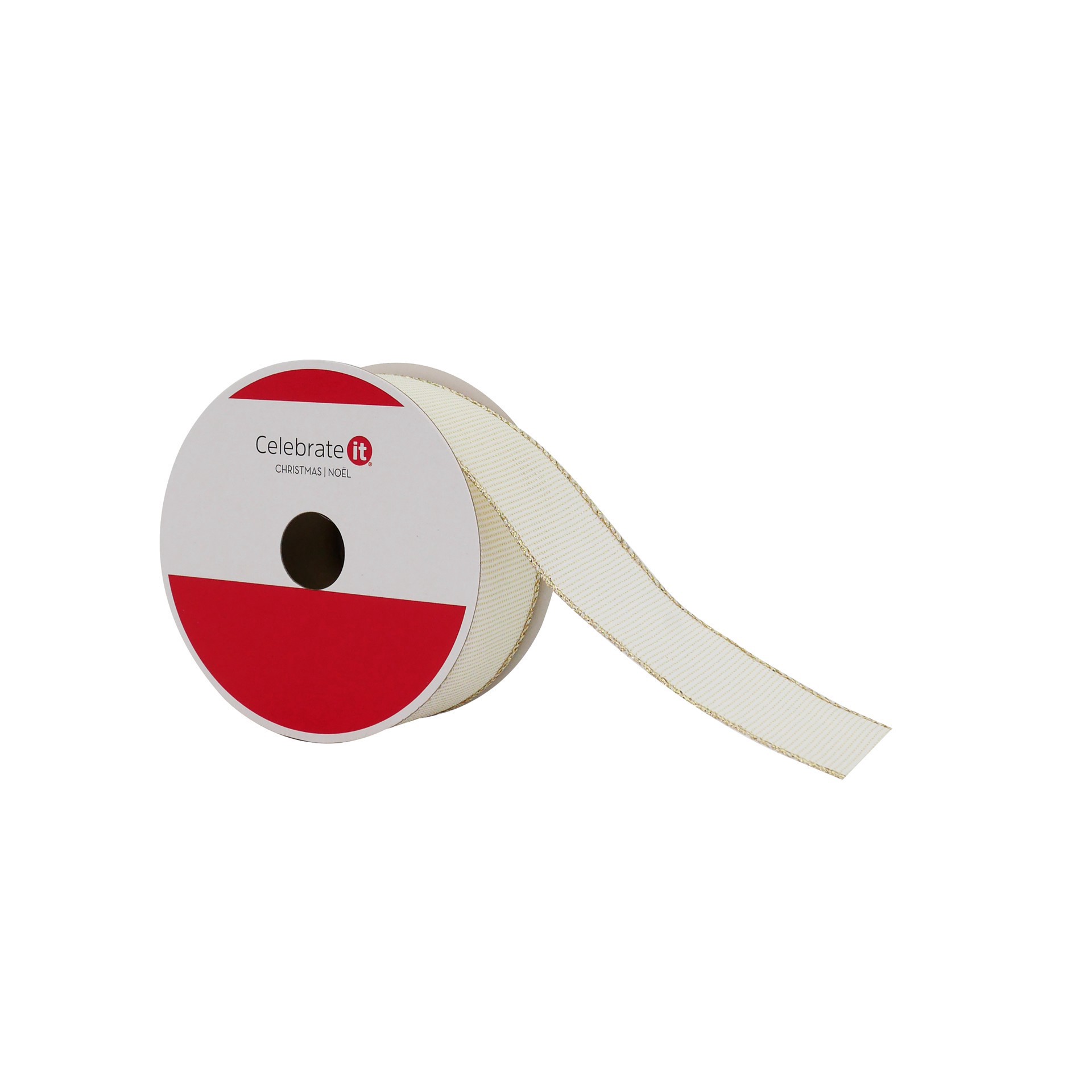 slide 2 of 3, 1.5" X 30ft. Cream Shimmer Wired Ribbon By Celebrate It, 1.5 in x 30 ft