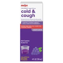Meijer Children's Cold And Cough, Grape Flavor; Cold Medicine For Kids, 4 Oz