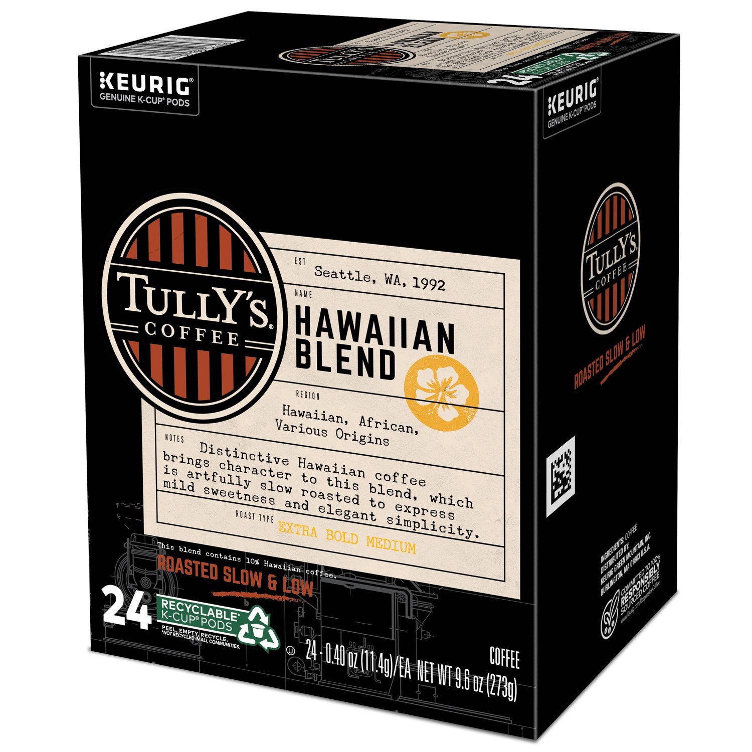 slide 11 of 12, Tully's Coffee Hawaiian Blend Keurig Single-Serve K-Cup Pods, Medium Roast Coffee, 24 Count, 24 ct