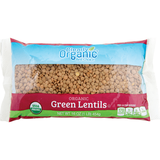 slide 1 of 1, Clearly Organic Dry Green Lentils Bag, 16 oz