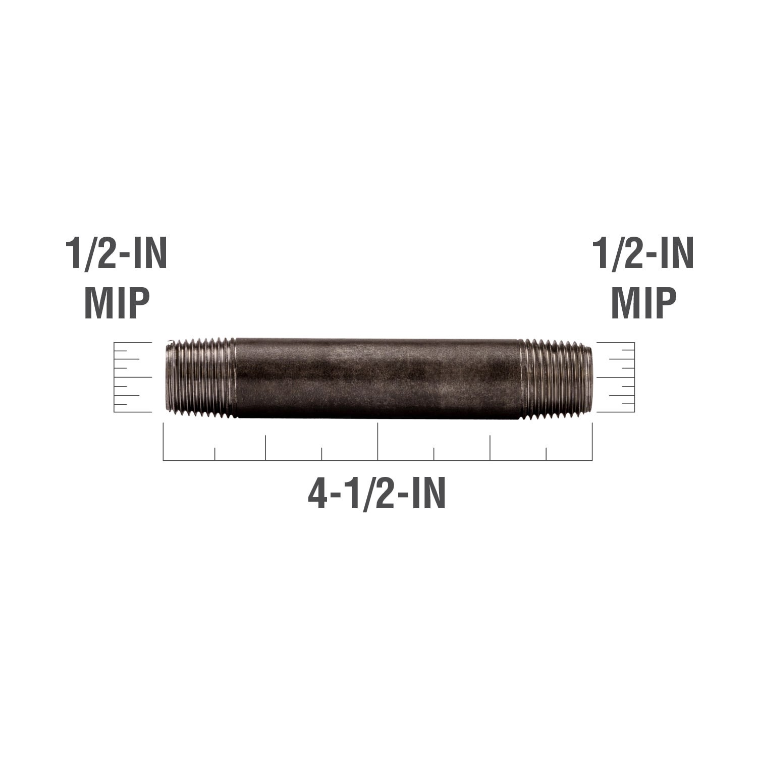 slide 3 of 6, RELIABILT 1/2-in x 4-1/2-in Black Nipple, 1 ct