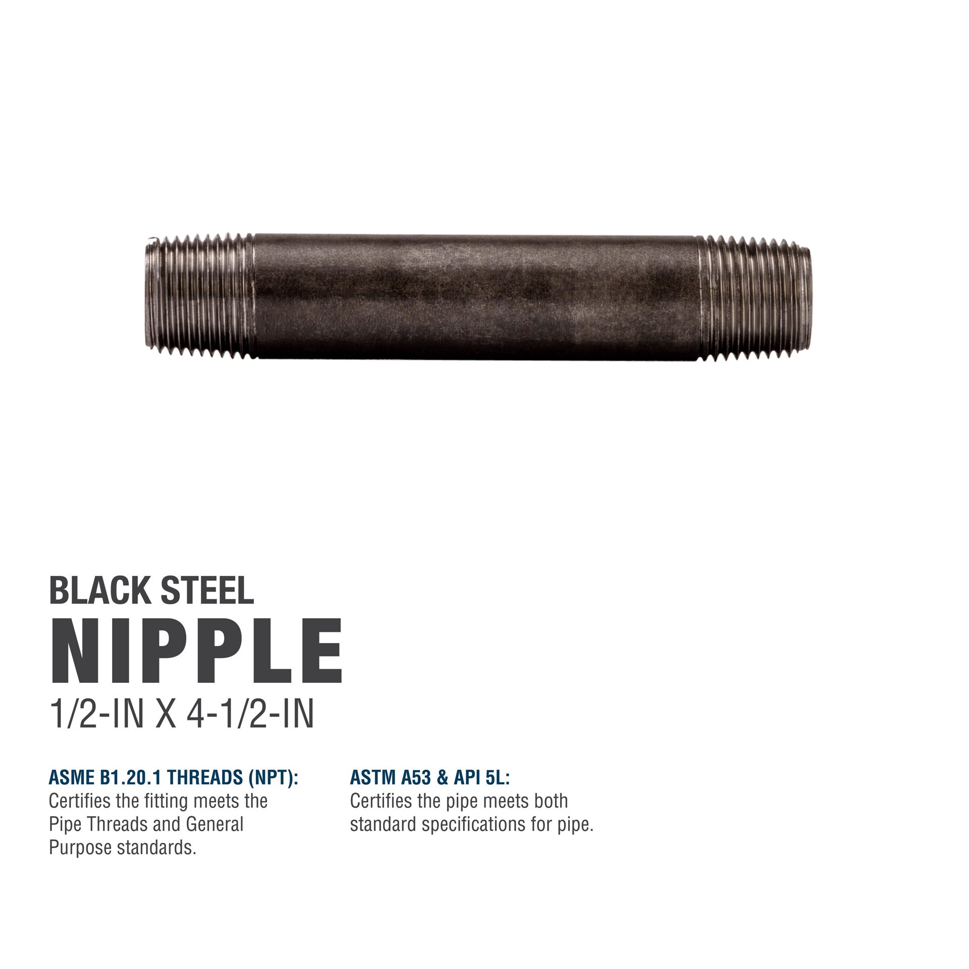slide 5 of 6, RELIABILT 1/2-in x 4-1/2-in Black Nipple, 1 ct