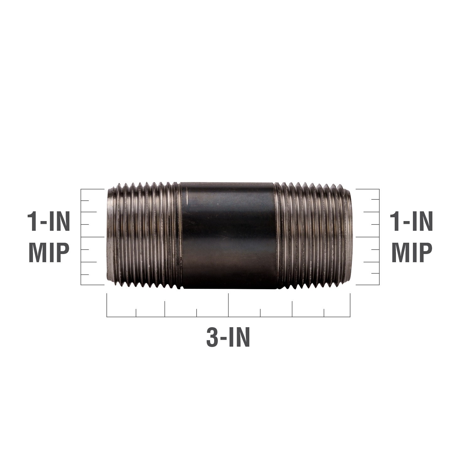 slide 3 of 6, RELIABILT 1-in x 3-in Black Nipple, 1 ct