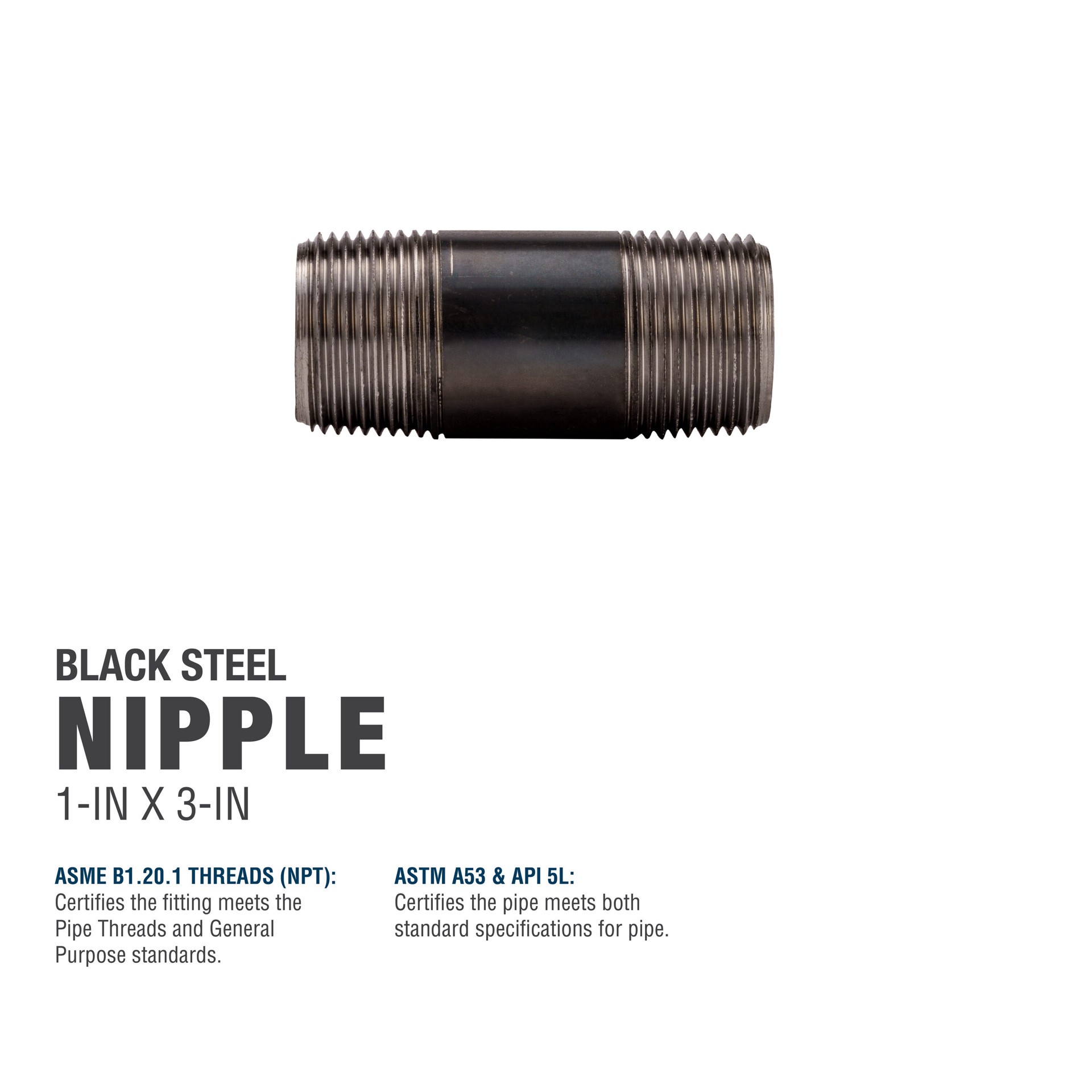 slide 5 of 6, RELIABILT 1-in x 3-in Black Nipple, 1 ct