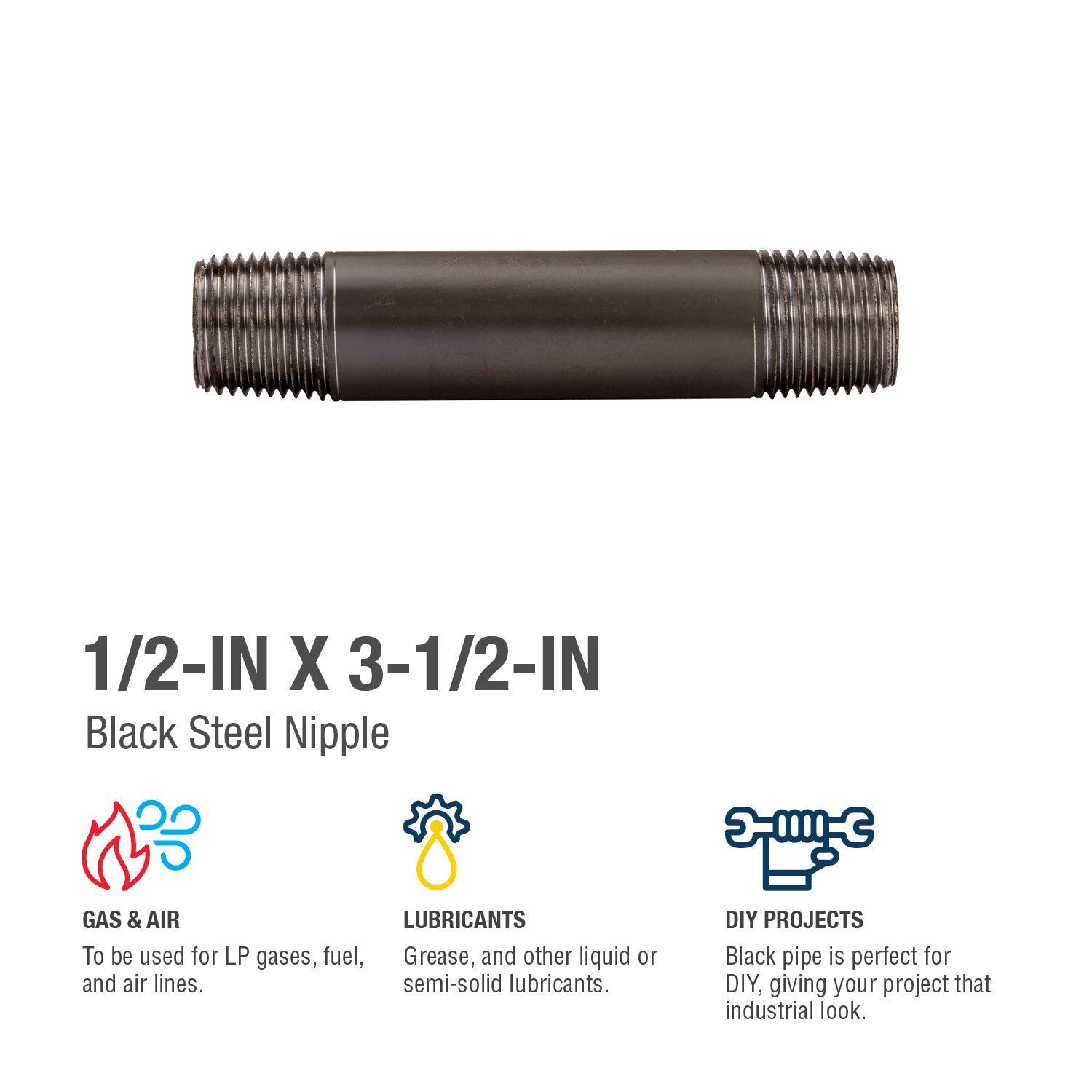 slide 4 of 5, RELIABILT 1/2-in x 3-1/2-in Black Nipple, 1 ct