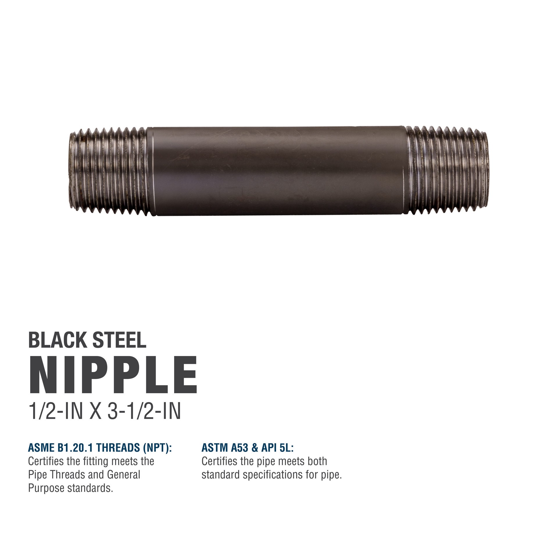 slide 5 of 5, RELIABILT 1/2-in x 3-1/2-in Black Nipple, 1 ct
