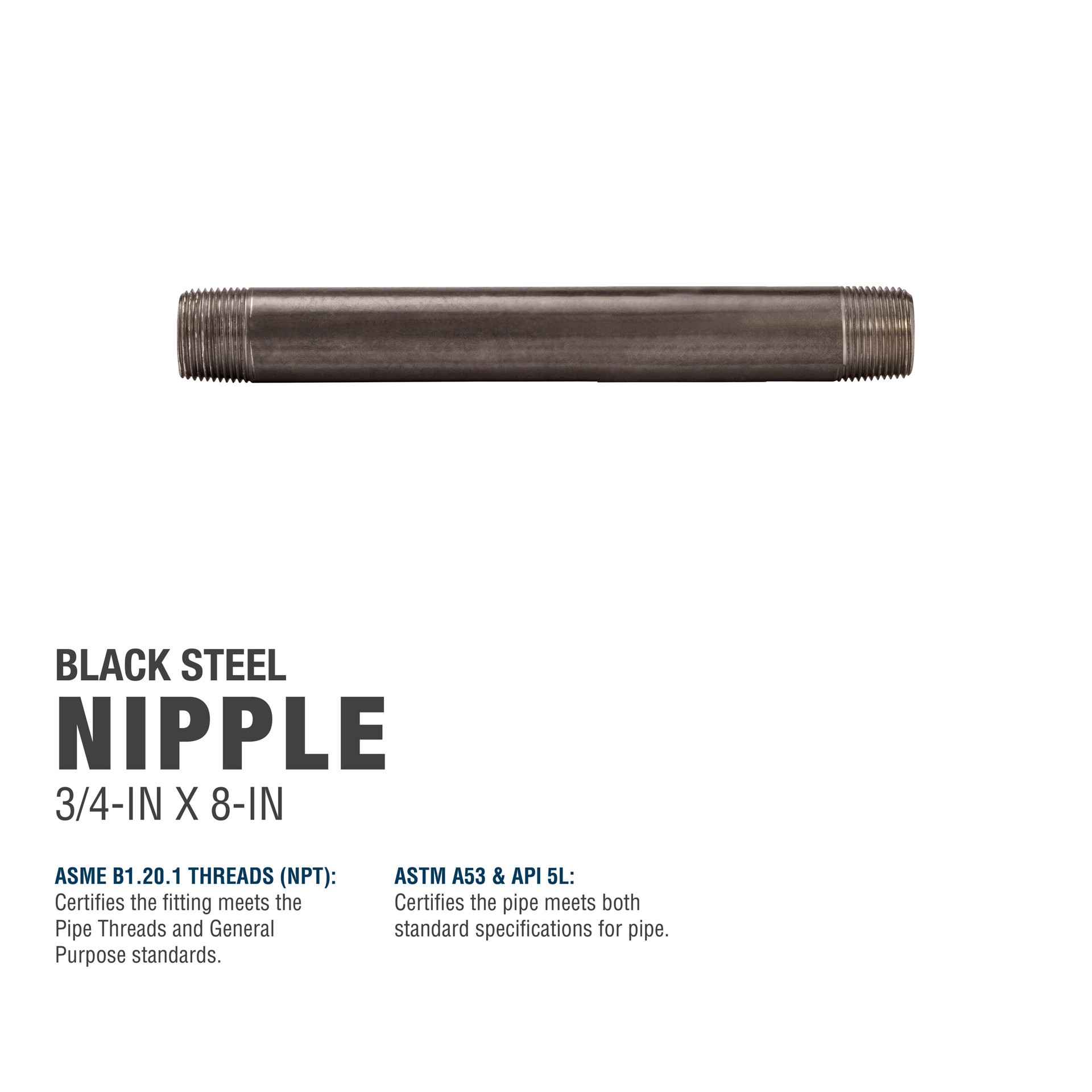 slide 5 of 5, RELIABILT 3/4-in x 8-in Black Nipple, 1 ct