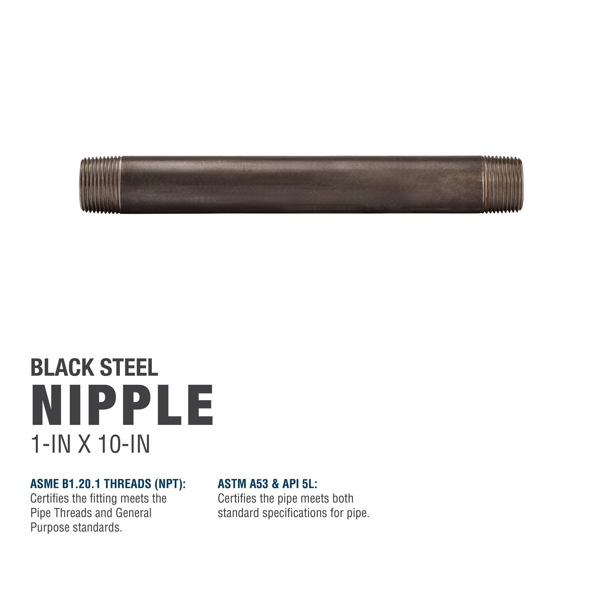 slide 5 of 6, RELIABILT 1-in x 10-in Black Nipple, 1 ct