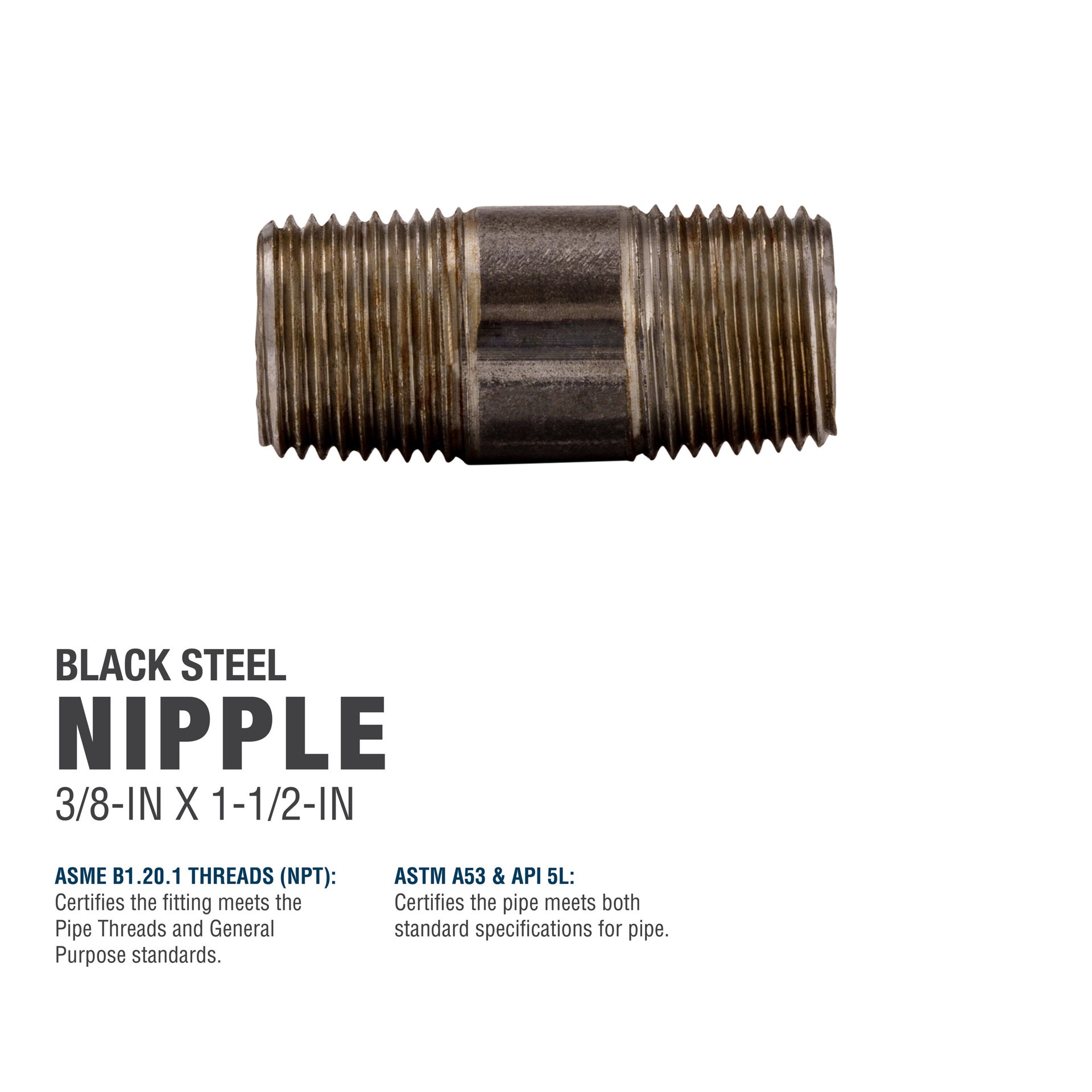 slide 5 of 6, RELIABILT 3/8-in x 1-1/2-in Black Nipple, 1 ct