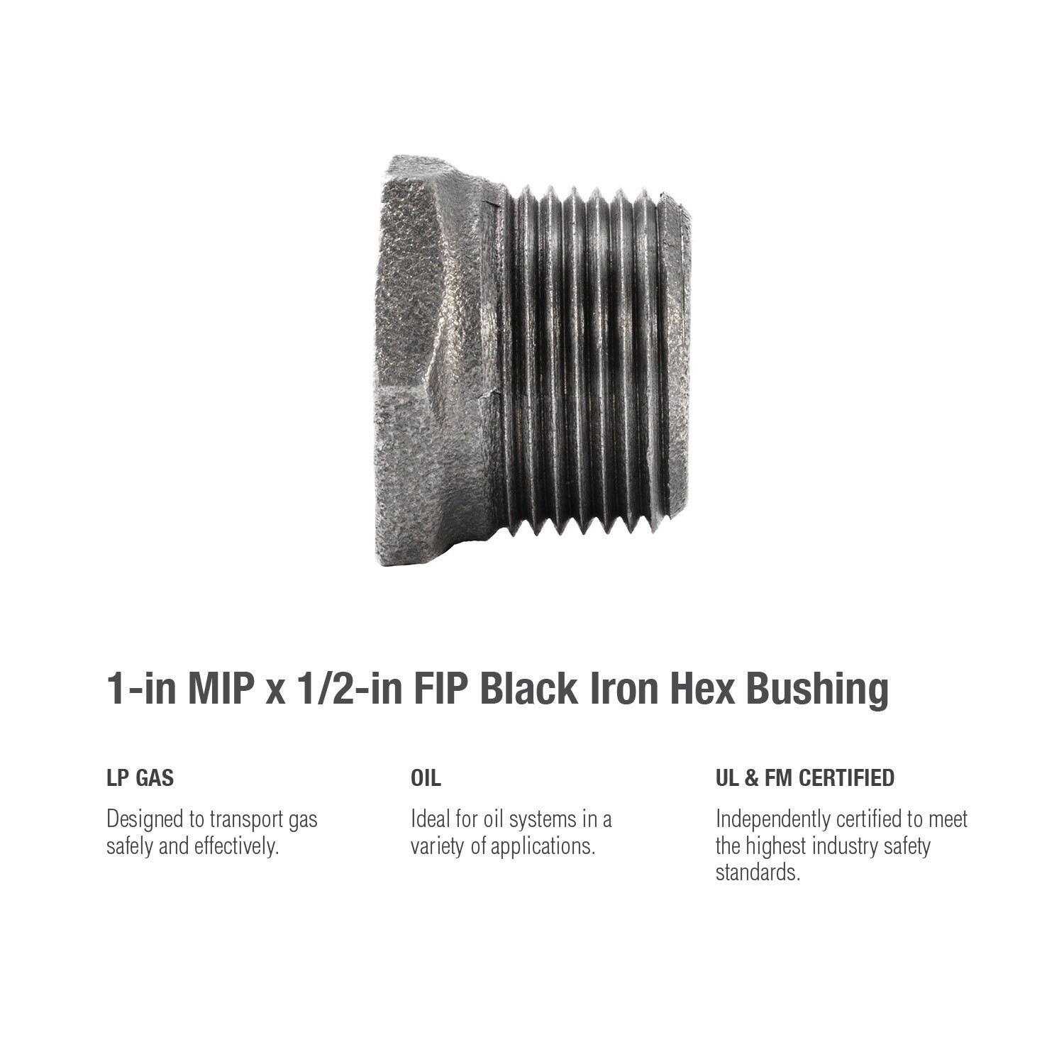 slide 5 of 6, RELIABILT 1-in Black Iron Bushing Fitting, 1 ct
