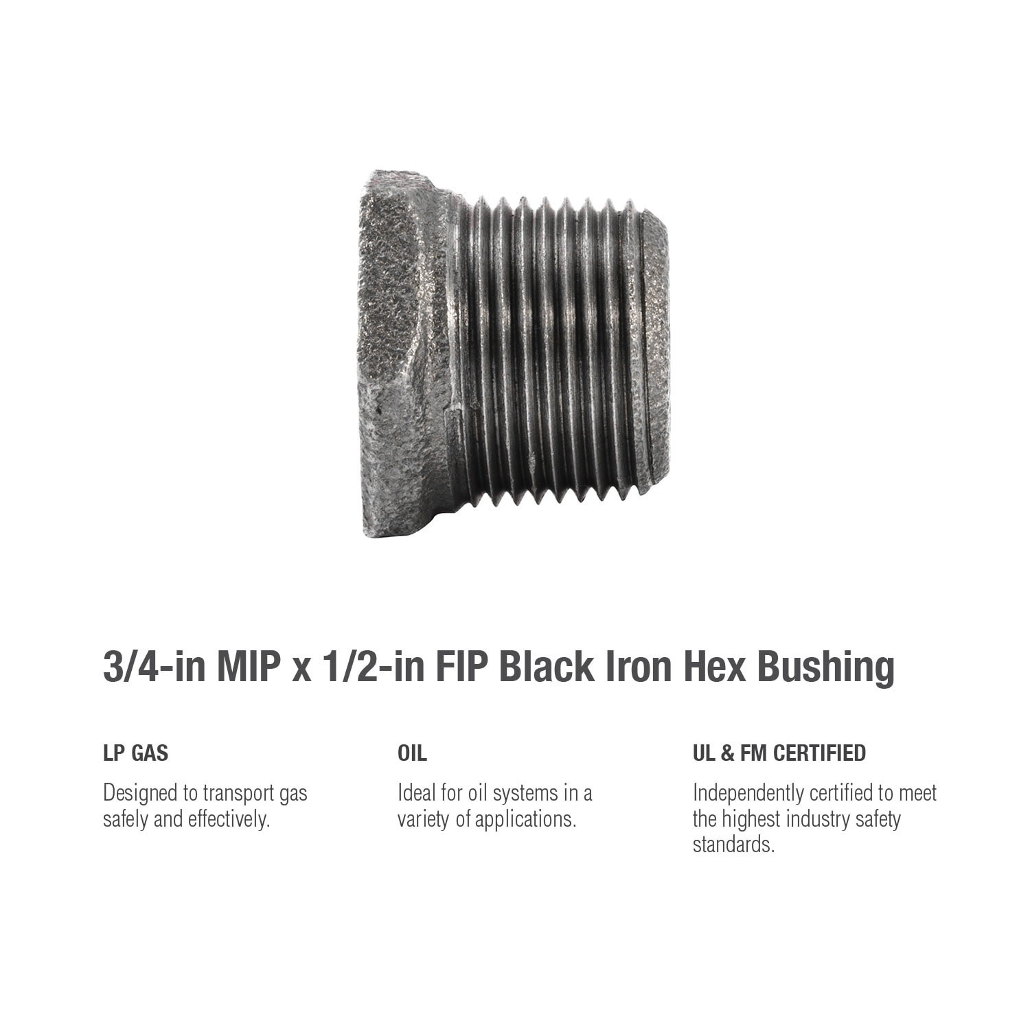 slide 5 of 5, RELIABILT 3/4-in x 1/2-in Black Iron Bushing Fitting, 1 ct