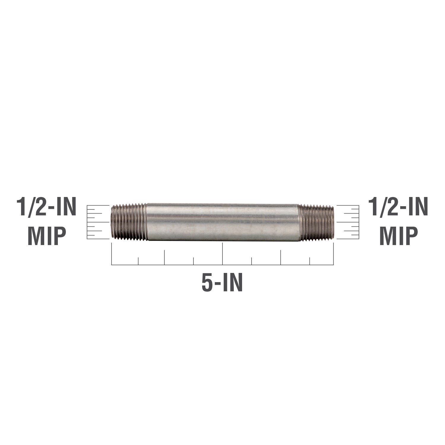 slide 3 of 6, RELIABILT 1/2-in x 5-in Galvanized Nipple, 1 ct