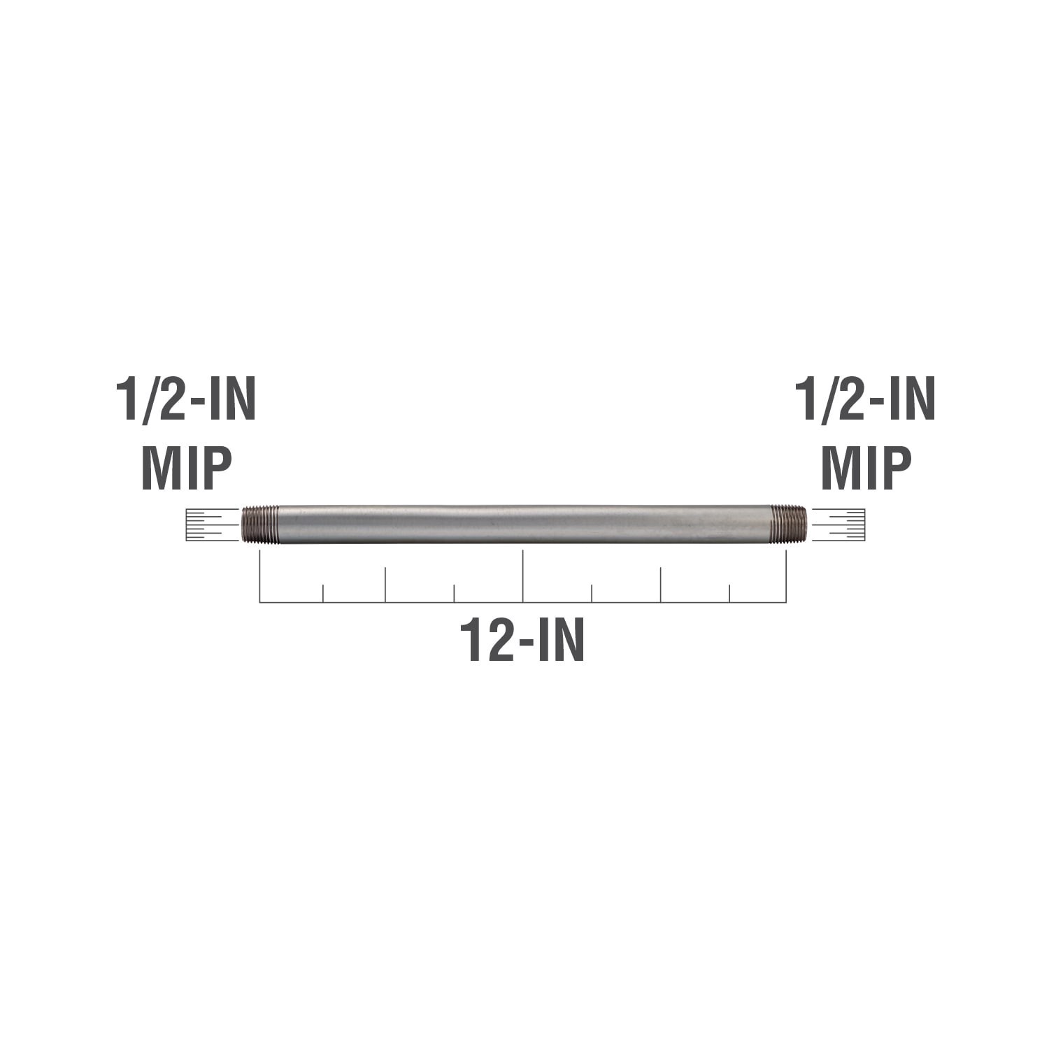 slide 3 of 6, RELIABILT 1/2-in x 12-in Galvanized Nipple, 1 ct