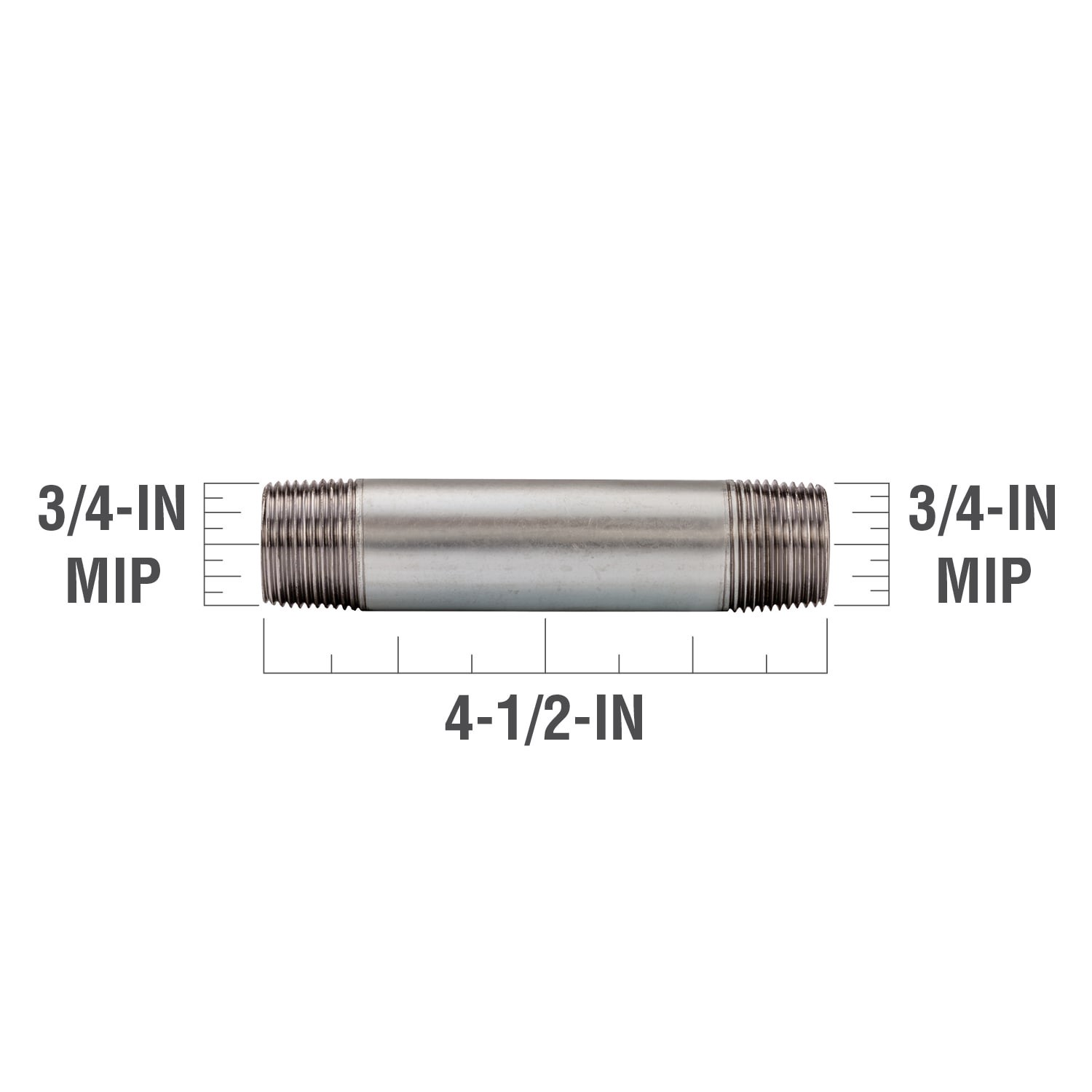 slide 3 of 6, RELIABILT 3/4-in x 4-1/2-in Galvanized Nipple, 1 ct