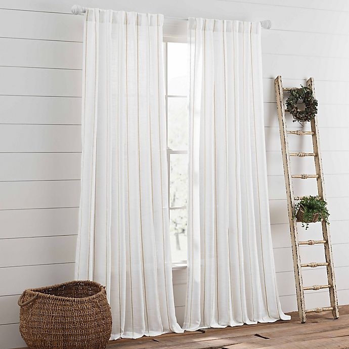 slide 2 of 3, Mercantile Cassora Rod Pocket/Back Tab Stripe Window Curtain Panel - Linen, 108 in