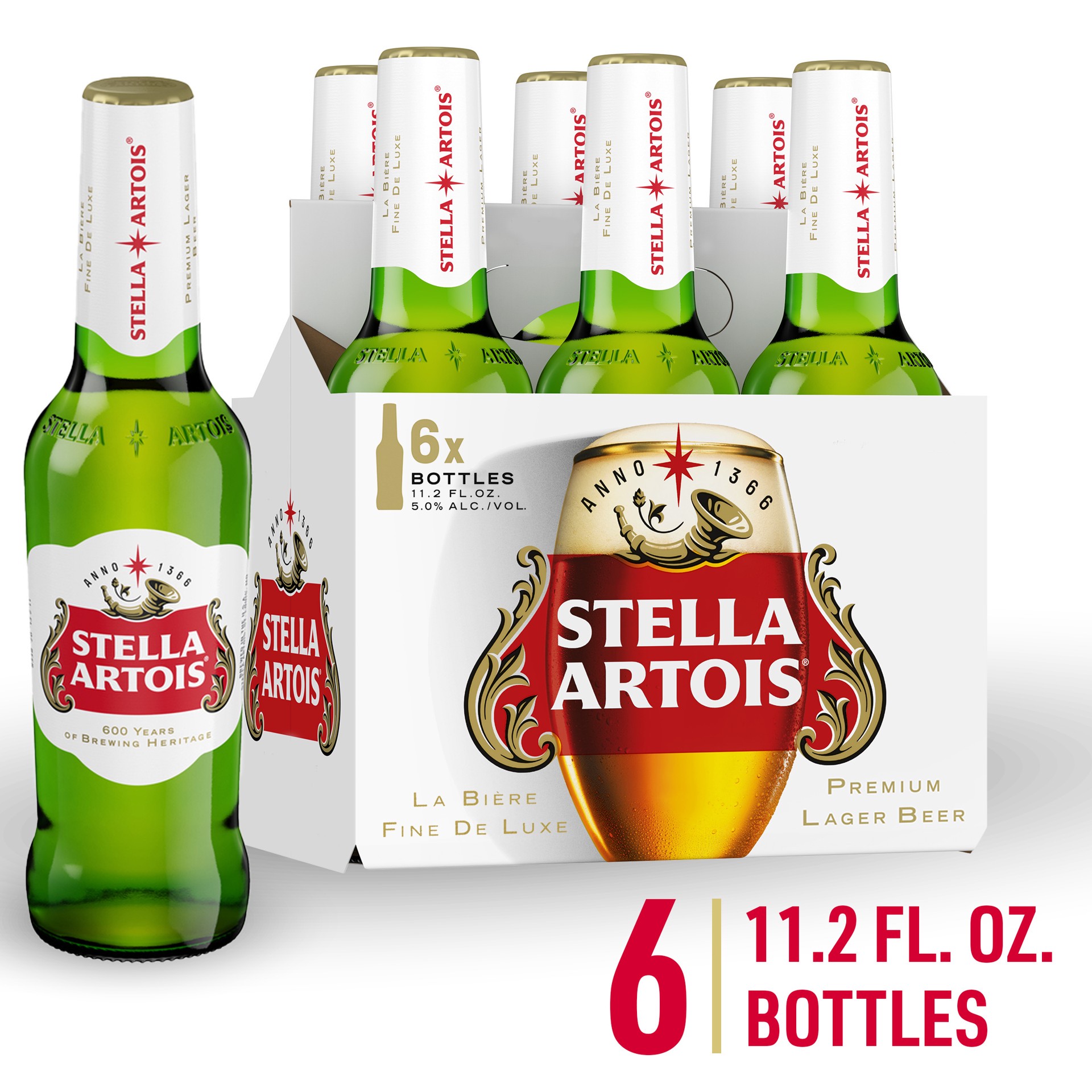 slide 3 of 6, Stella Artois Lager, 6 Pack Beer - 11.2 FL OZ Bottles, 6 ct; 11.2 oz