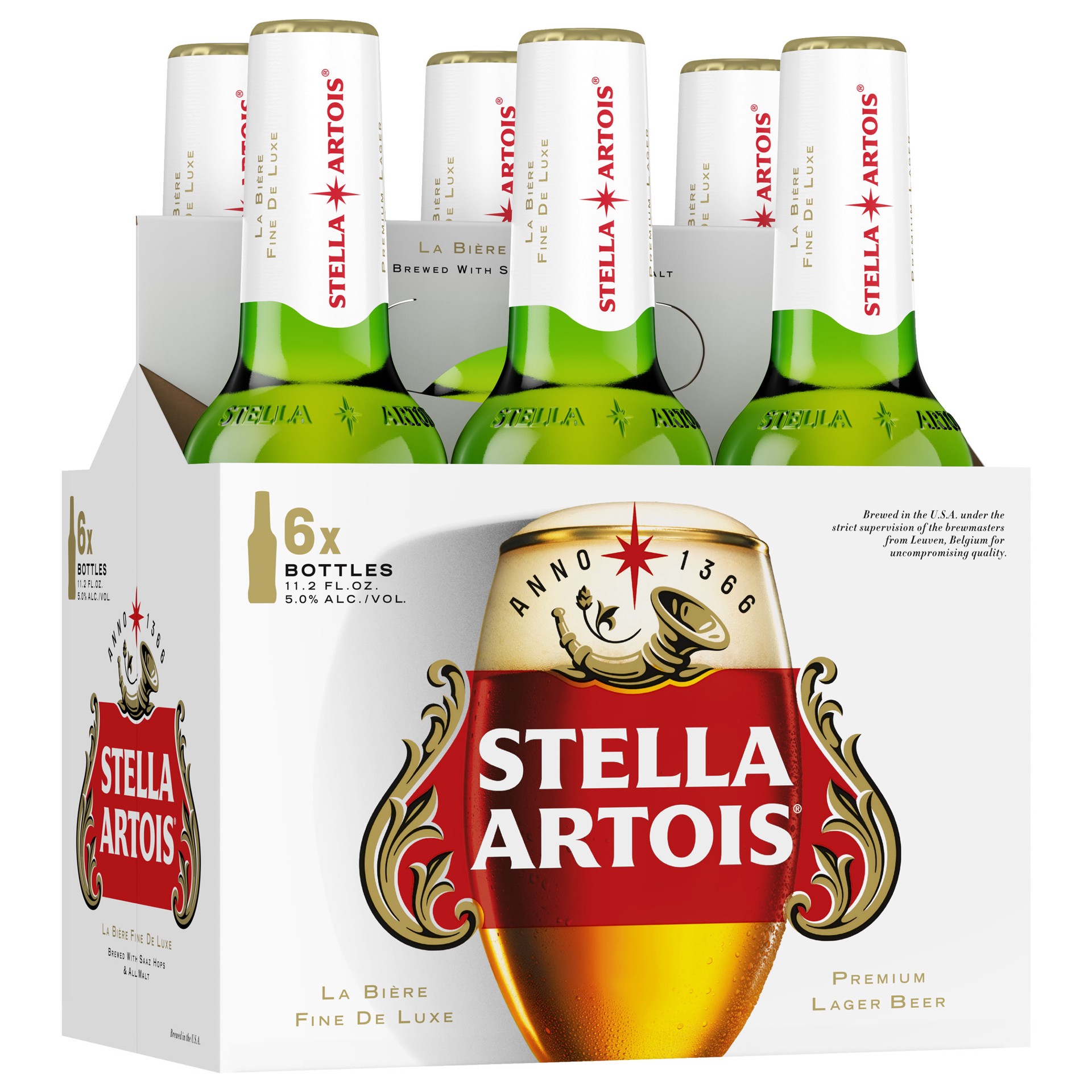 slide 1 of 6, Stella Artois Lager, 6 Pack Beer - 11.2 FL OZ Bottles, 6 ct; 11.2 oz