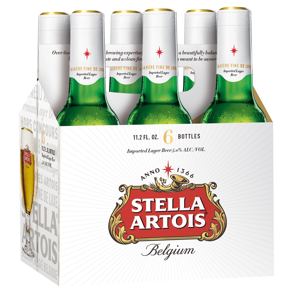 slide 1 of 6, Stella Artois Premium Lager Beer, 6 Pack, 11.2 fl oz Glass Bottles, 5% ABV, 6 ct; 11.2 oz