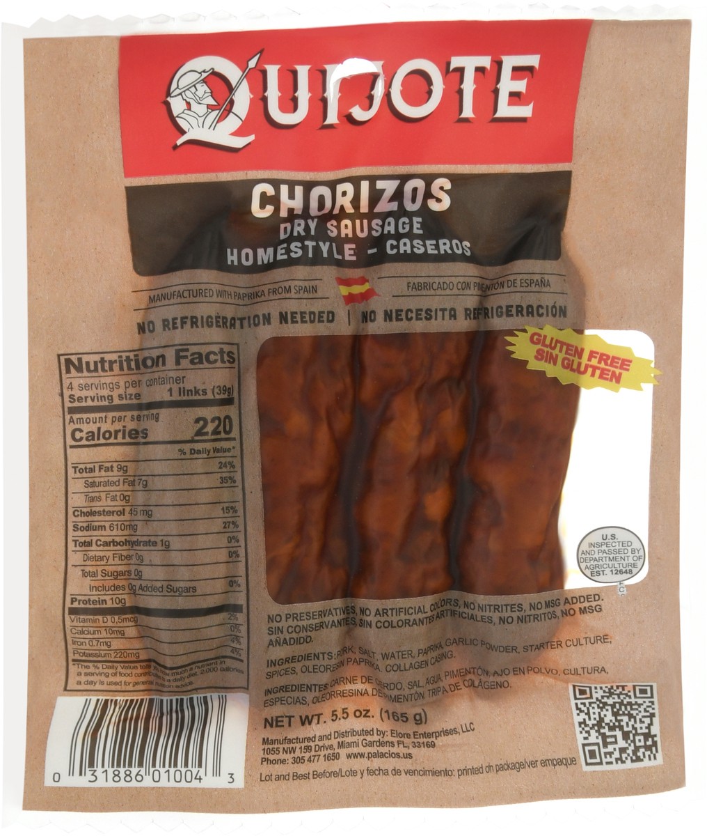 slide 7 of 12, Quijote Chorizos Caseros (Homestyle Dried Sausage) 4-Pack, 5.5 oz