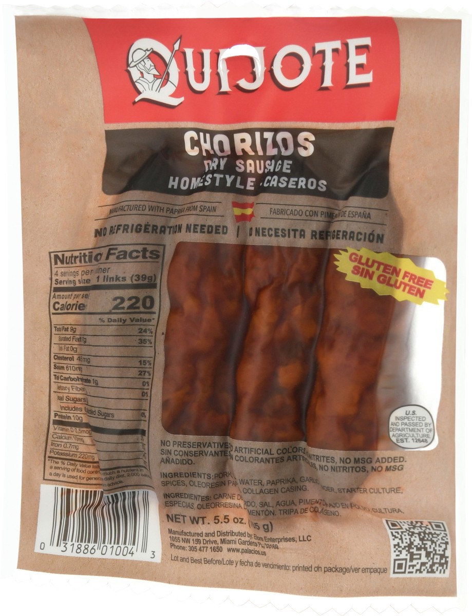 slide 8 of 12, Quijote Chorizos Caseros (Homestyle Dried Sausage) 4-Pack, 5.5 oz