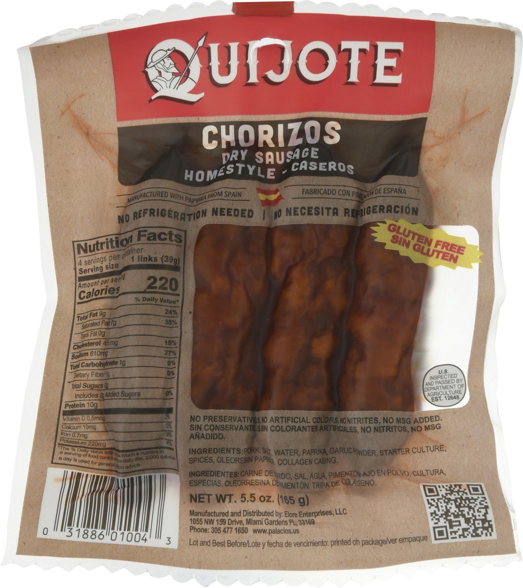 slide 1 of 12, Quijote Chorizos Caseros (Homestyle Dried Sausage) 4-Pack, 5.5 oz