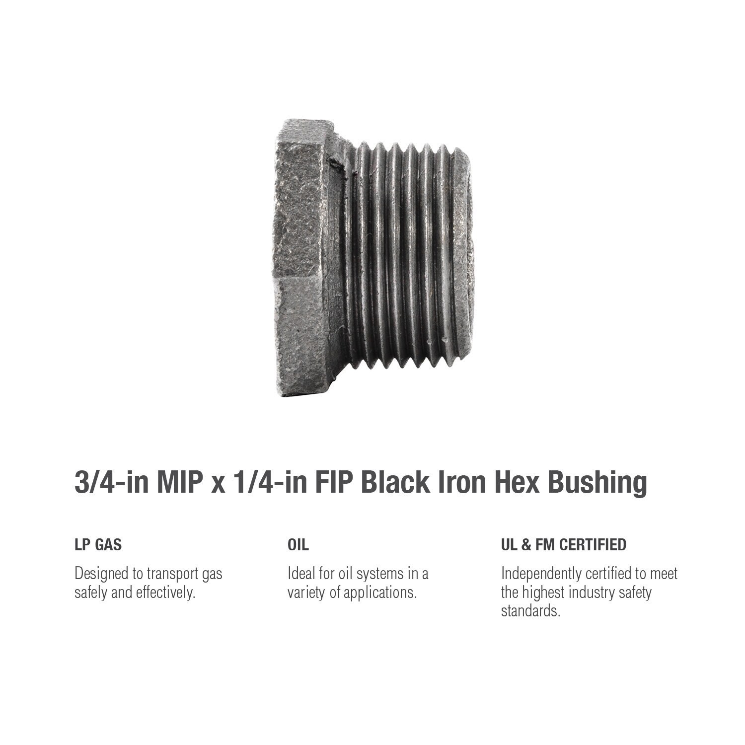 slide 5 of 5, RELIABILT 3/4-in Black Iron Bushing Fitting, 1 ct