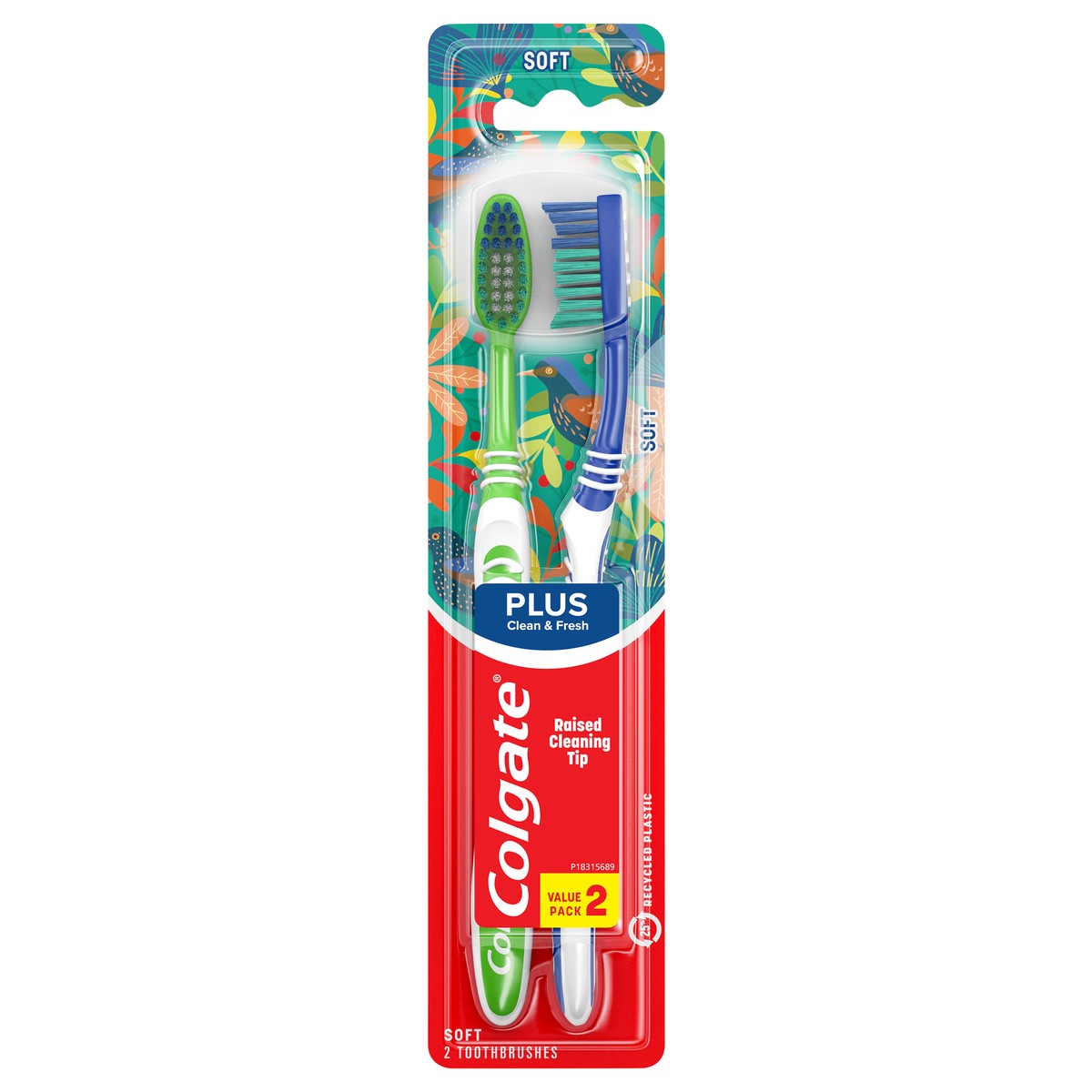 slide 1 of 3, Colgate Plus Cleaning Tip Toothbrush Soft, 2 ct