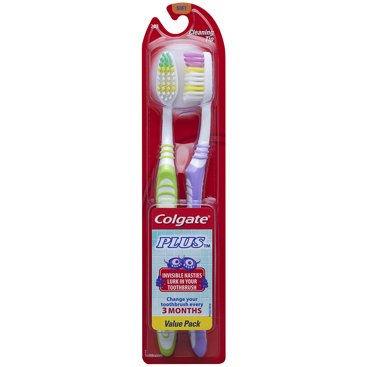 slide 1 of 1, Colgate Plus Cleaning Tip Toothbrush Soft, 2 ct