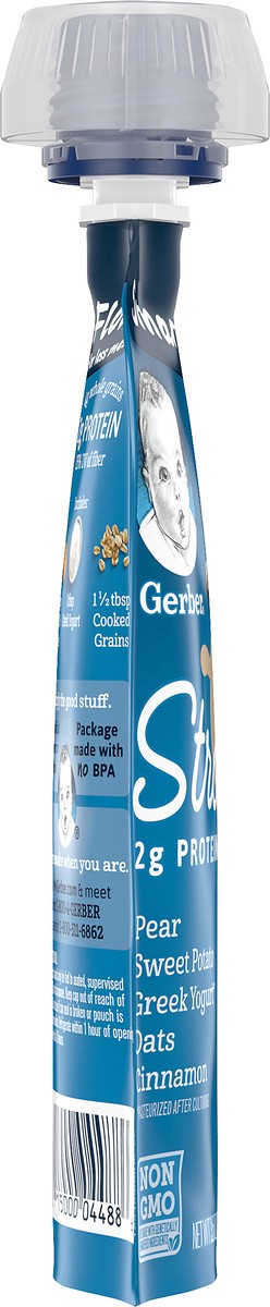 slide 3 of 9, Gerber Graduates Snacks for Toddler Grow Strong Greek Yogurt, Pear Sweet Potato Oats Cinnamon, 3.5 oz Pouch, 3.5 oz