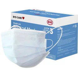 BYD Care Level 3 Surgical Masks, Adult, One Size, 50 ct