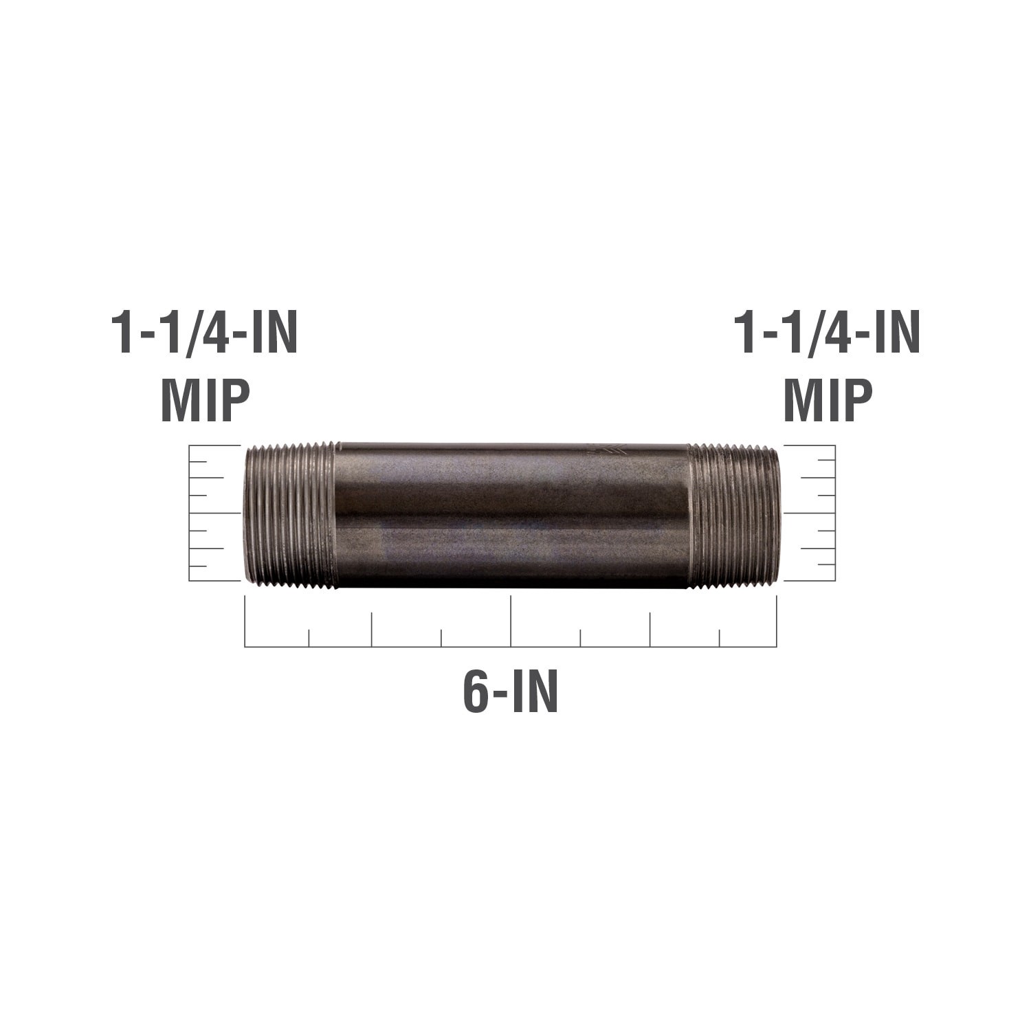 slide 3 of 6, RELIABILT 1-1/4-in x 6-in Black Nipple, 1 ct