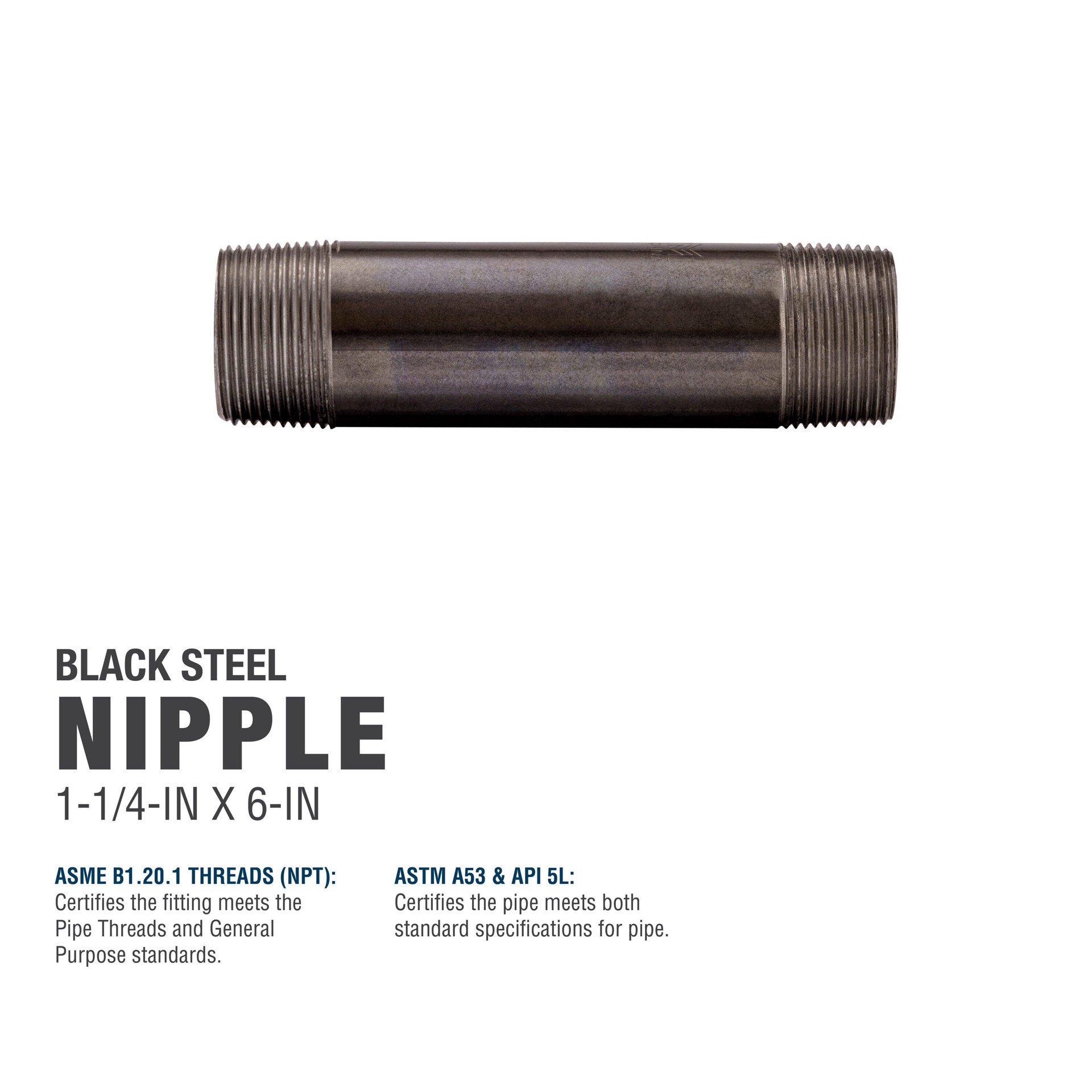 slide 5 of 6, RELIABILT 1-1/4-in x 6-in Black Nipple, 1 ct