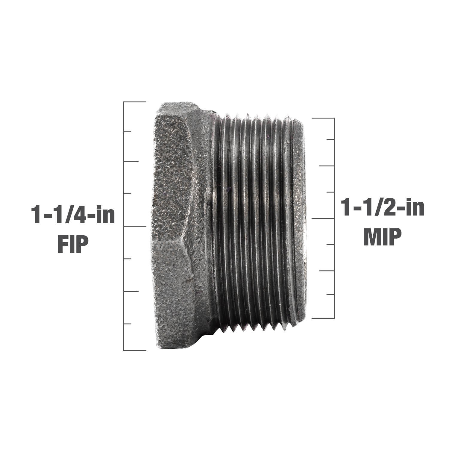 slide 4 of 5, RELIABILT 1-1/2-in x 1-1/4-in Black Hex Bushing, 1 ct